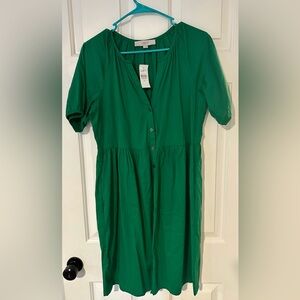 Loft Button up dress. Size S. Never worn. NWT. Green.